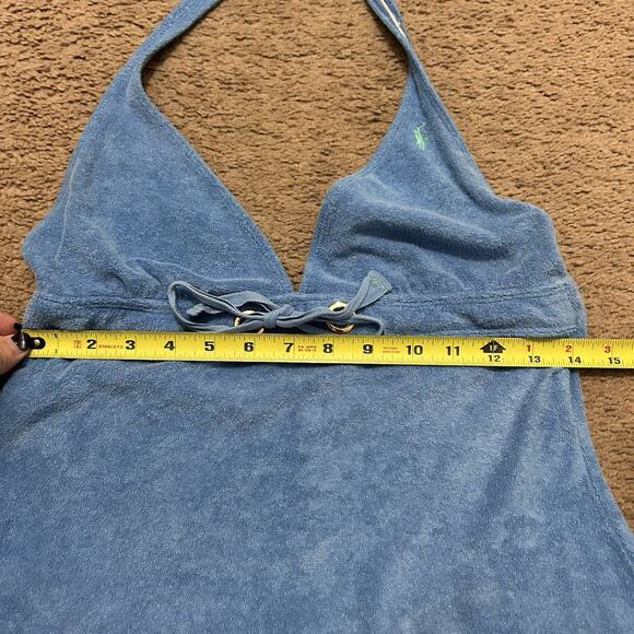 Vintage Y2K Ralph Lauren Terry Cloth Halter Dress Light Blue Size Medium - Picture 3 of 6